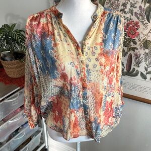 Pilcro Multicolor Floral cotton Blouse Small